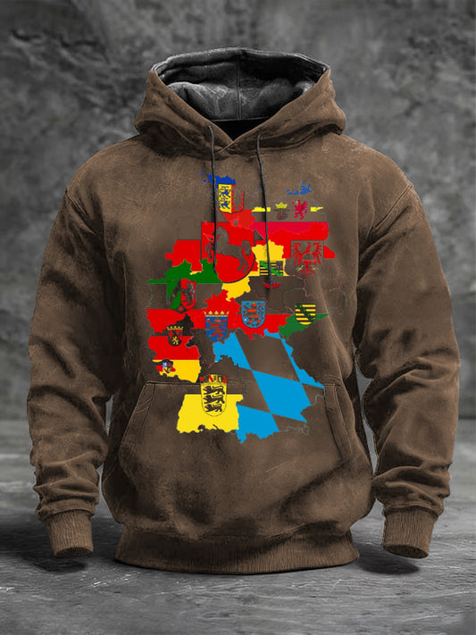 Herren Braun Deutschland Staaten & Wappen Print Hoodie