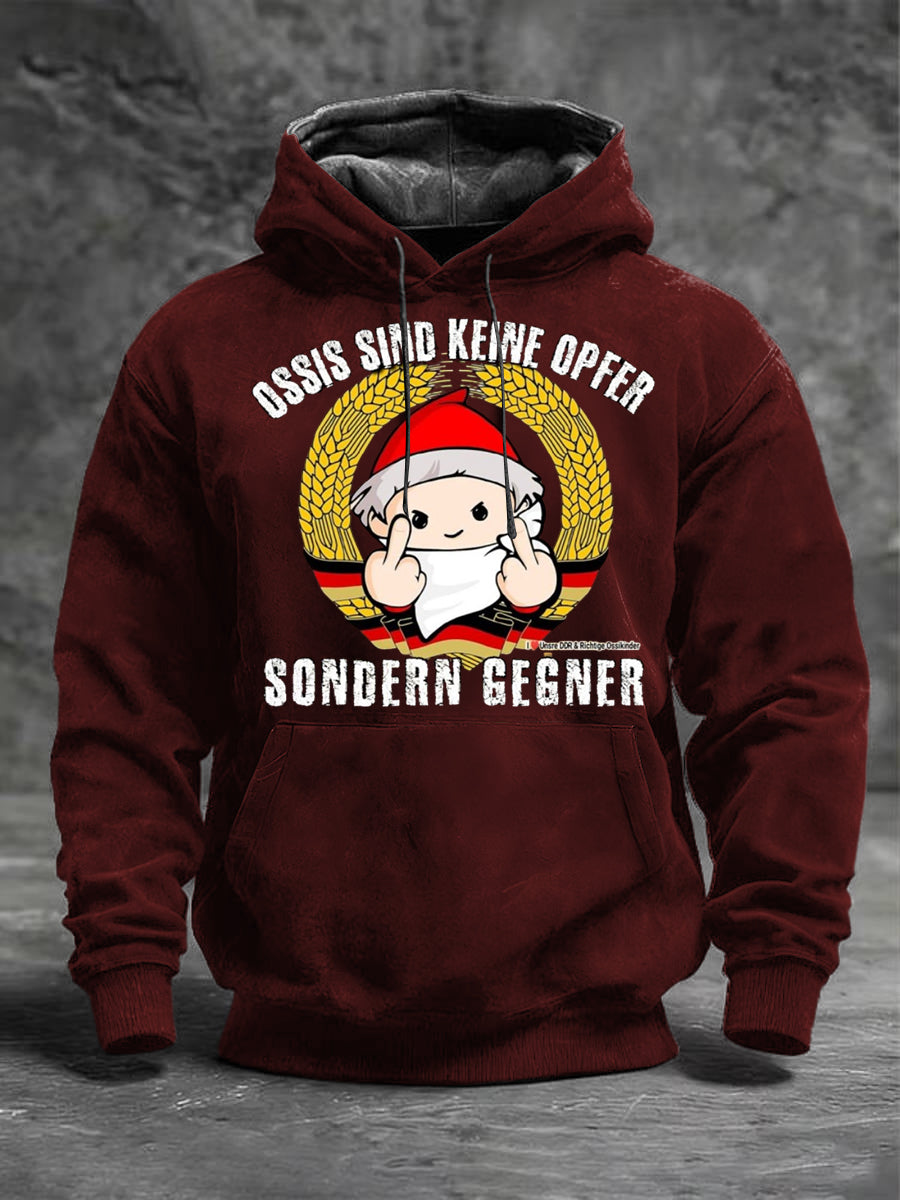 Herren-Burgunder "Ossis Sind Keine Opfer" Print Hoodie