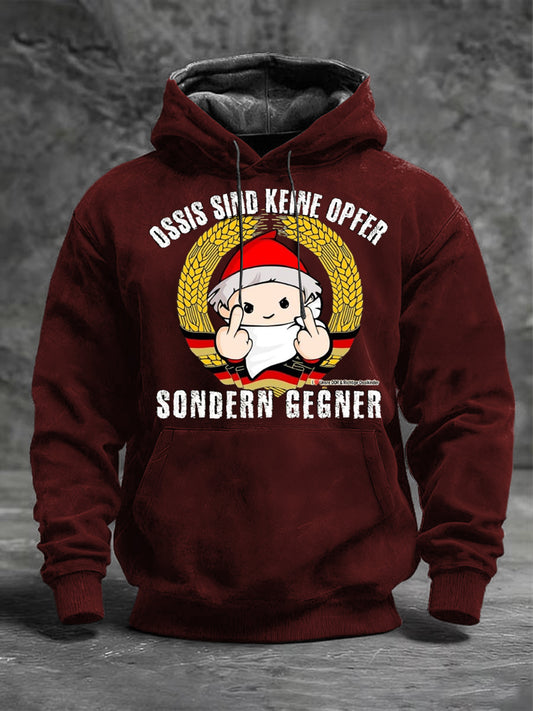 Herren-Burgunder "Ossis Sind Keine Opfer" Print Hoodie