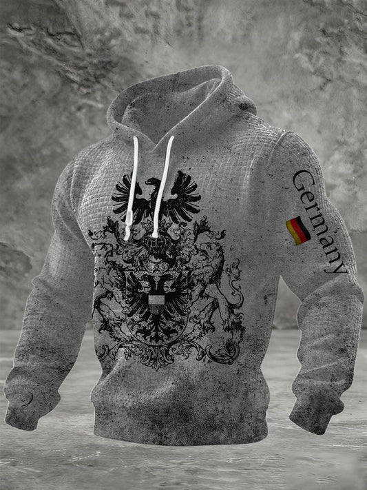 Herren Grau Deutschland Adler & Löwen Crest Print Hoodie