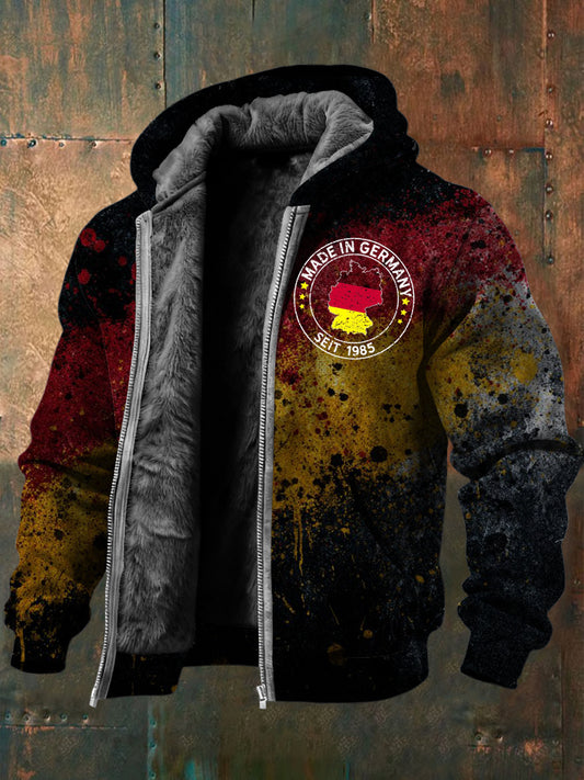 Herren Multi color "Made In Germany" Print Fleece-Kapuzen jacke