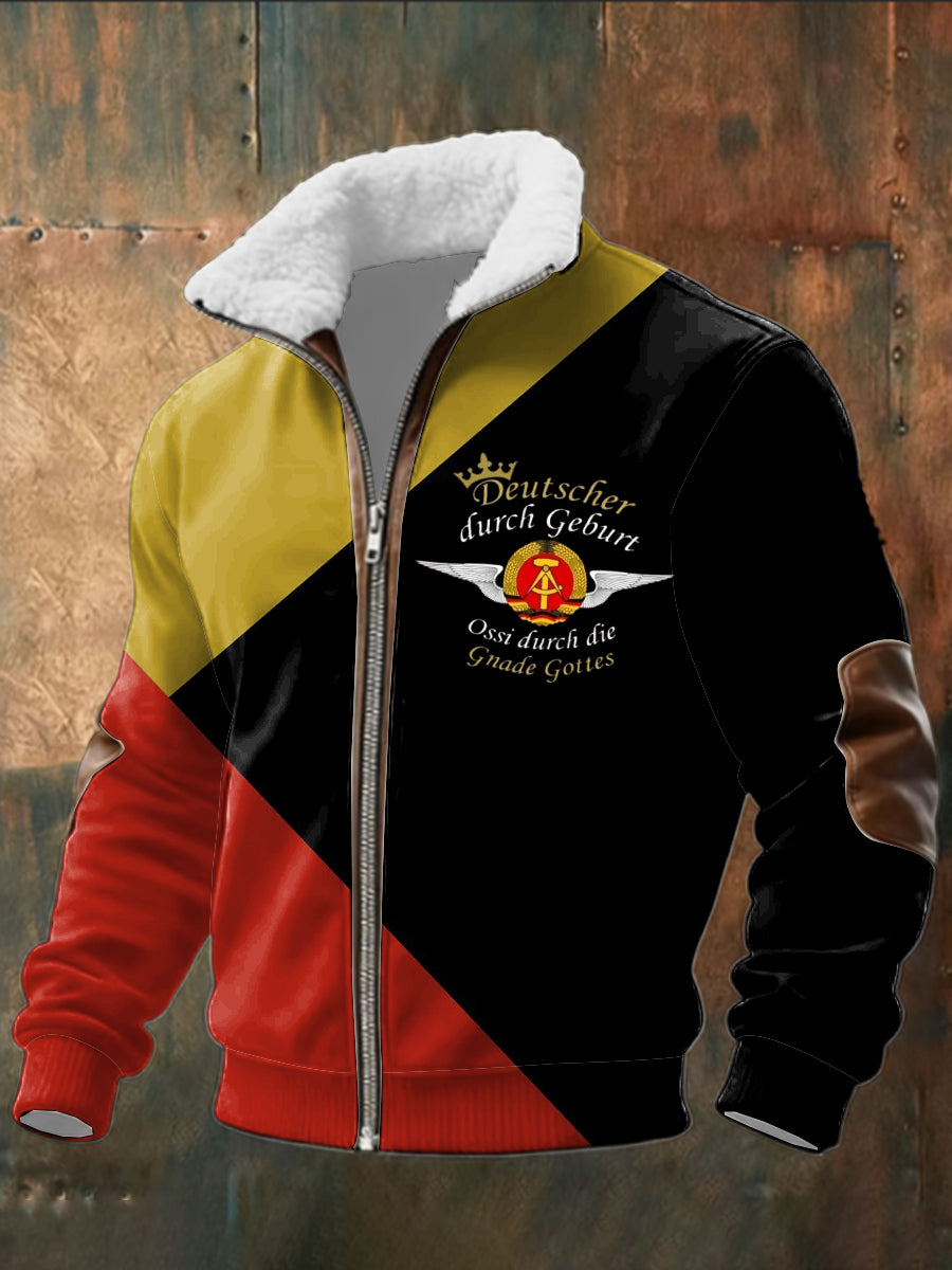 Herren-Jacke mit Reiß verschluss in Rot & Schwarz "Deutscher Durch Geburt"
