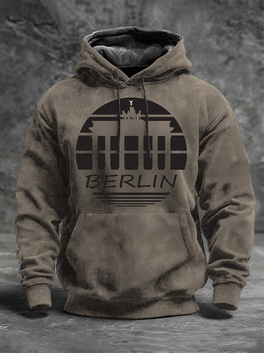 Herren Braun Berlin Brandenburger Tor Print Hoodie