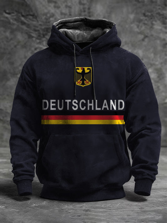 Herren Navy Deutschland Eagle & Flag Print Hoodie