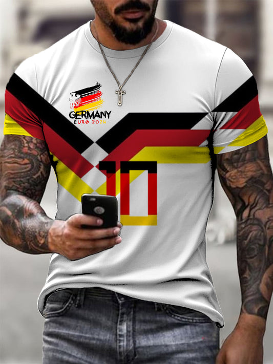 Männer stilvoll Deutschland EURO 2024 Nummer 10 Print T-Shirt