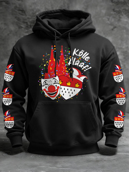 Herren Kölle Alaaf Cologne Carnival Clown Print Casual Hoodie