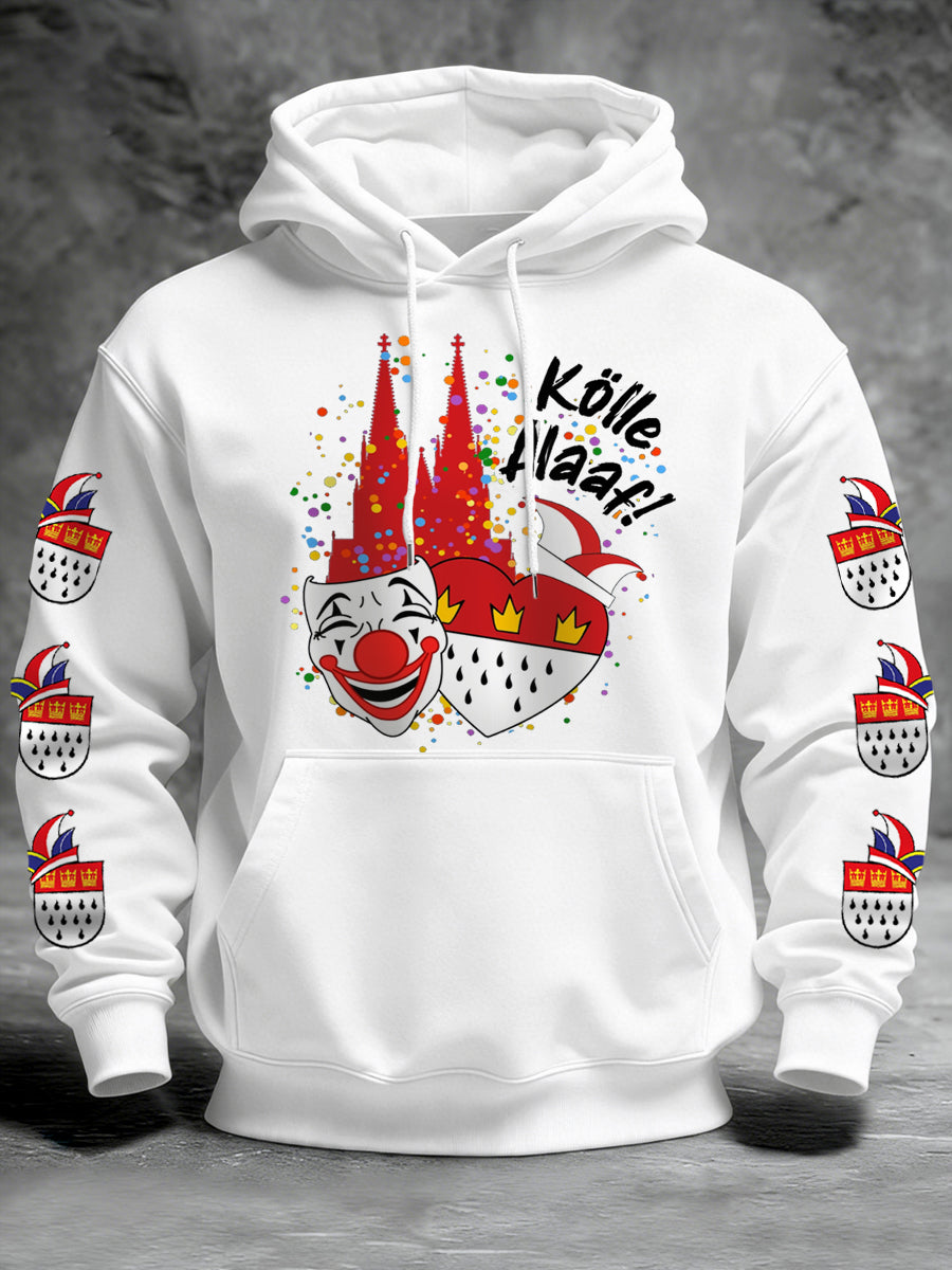 Herren Kölle Alaaf Cologne Carnival Clown Print Casual Hoodie
