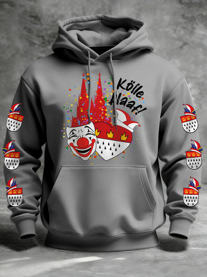 Herren Kölle Alaaf Cologne Carnival Clown Print Casual Hoodie