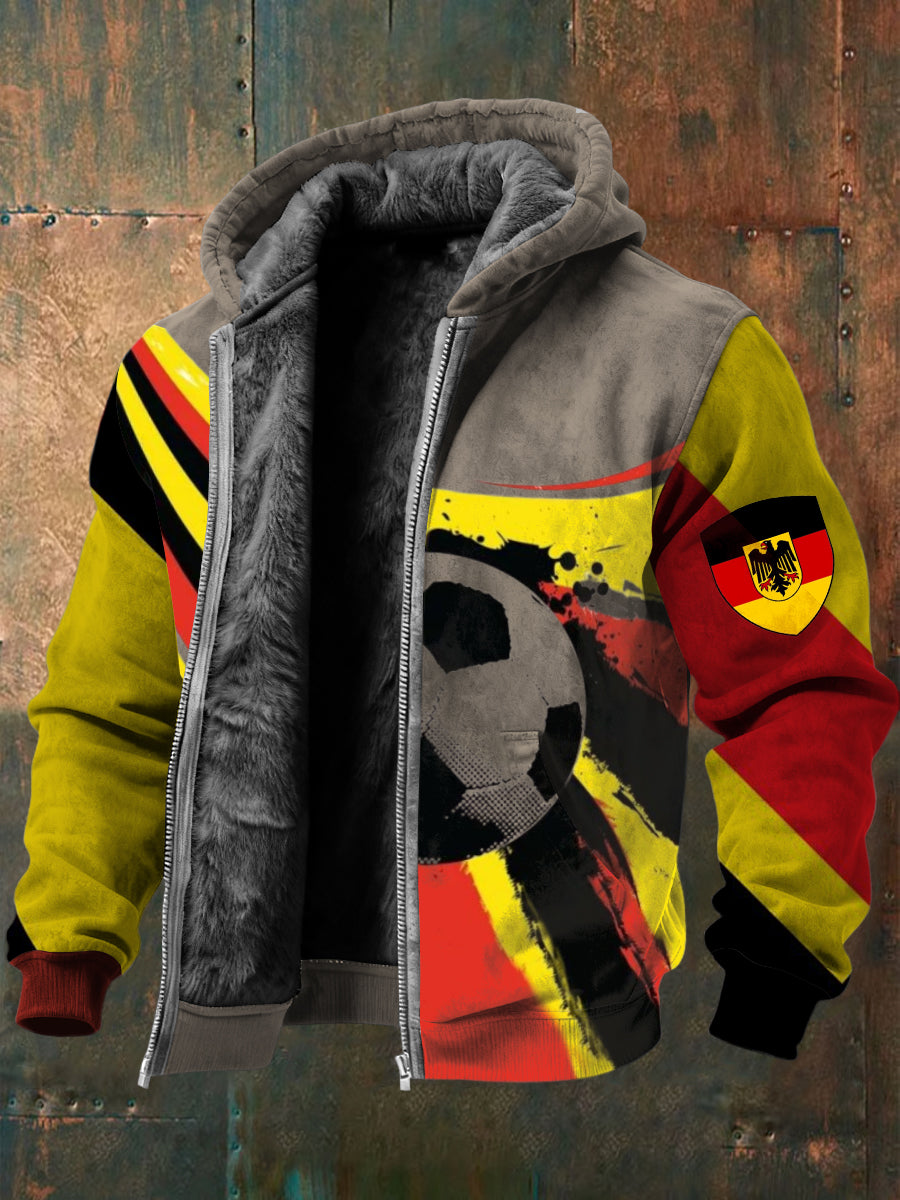 Herren Dynamic Germany Soccer & Eagle Emblem Print Fleece-Jacke