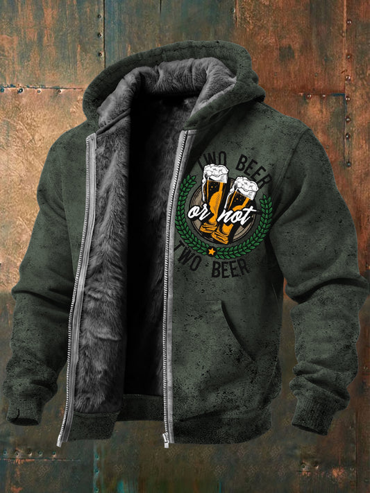 Herren Witzige Jacke mit Fleece-Auskleidung "Zwei Bier oder nicht zwei Bier"
