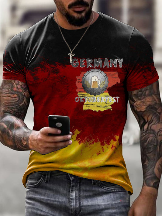Männer festliches Deutschland Oktoberfest Bier Print T-Shirt