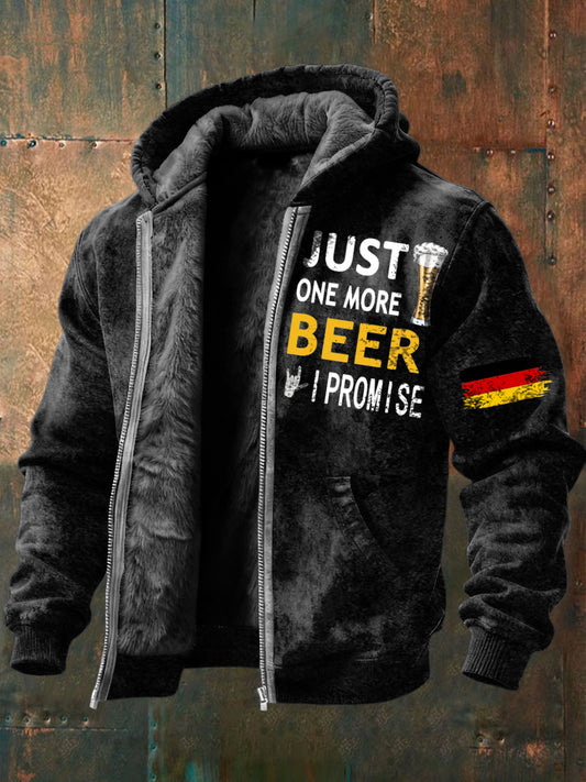 Herren Humorvolles "Just One More Beer" Deutschland Print Fleece-Jacke