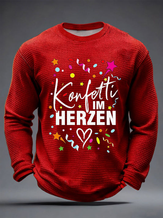 Langarm-T-Shirt mit Bedruckter Waffel für Männer im Kölner Karneval