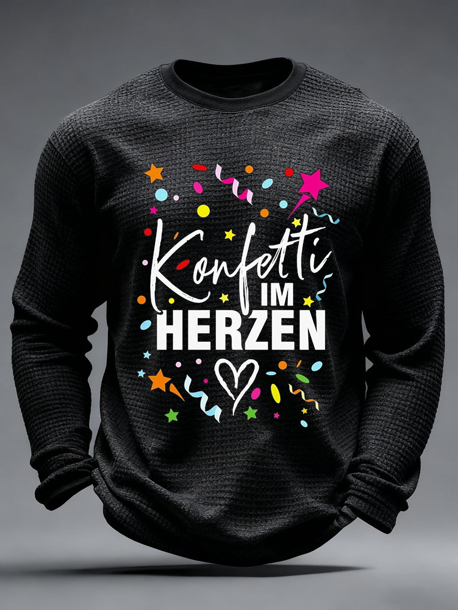 Langarm-T-Shirt mit Bedruckter Waffel für Männer im Kölner Karneval