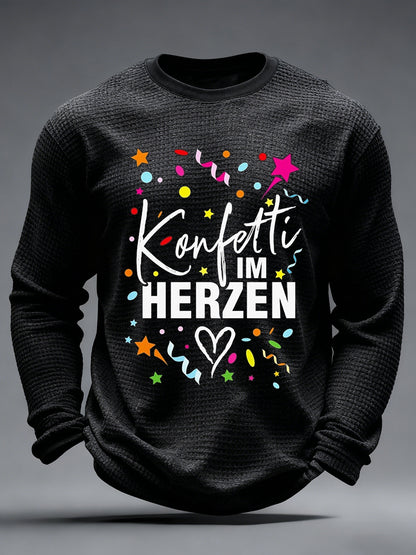 Langarm-T-Shirt mit Bedruckter Waffel für Männer im Kölner Karneval