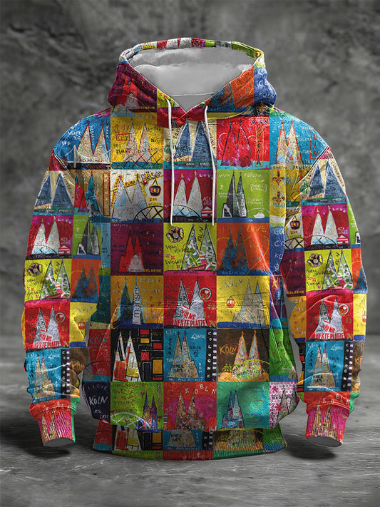 Kölner Karneval für Herren bedruckt Übergroßer Schulter-Hoodie mit Taschen