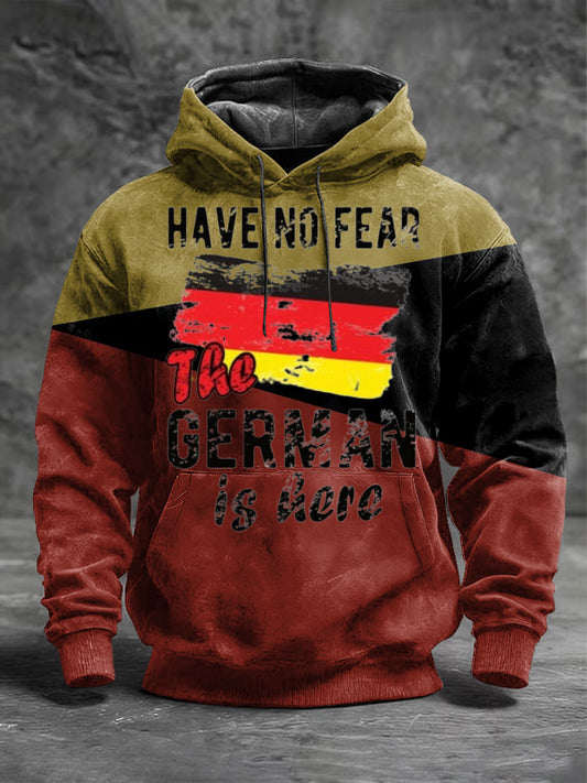 Herren witzig "Haben Sie keine Angst, der Deutsche ist hier" Print Hoodie