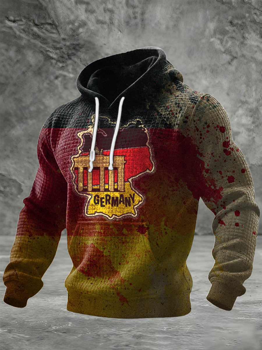 Herren Splatter Deutschland Brandenburger Tor Druck Waffel strick Hoodie