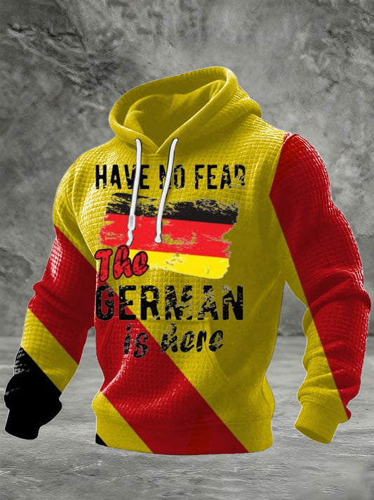 Männer witzig "Haben Sie keine Angst, der Deutsche ist hier" Waffel-Knit-Hoodie