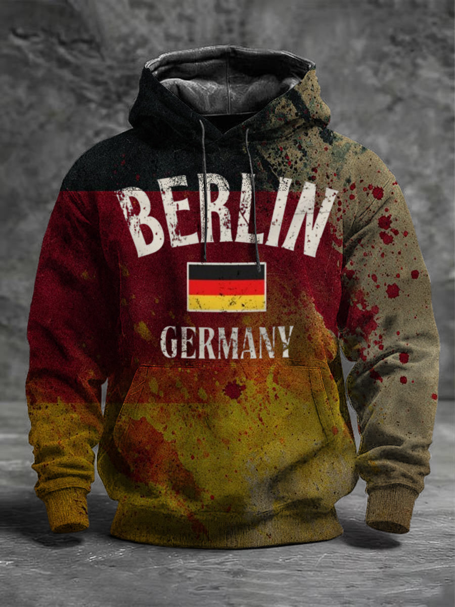 Männer Distressed Berlin Deutschland Flagge Print Hoodie