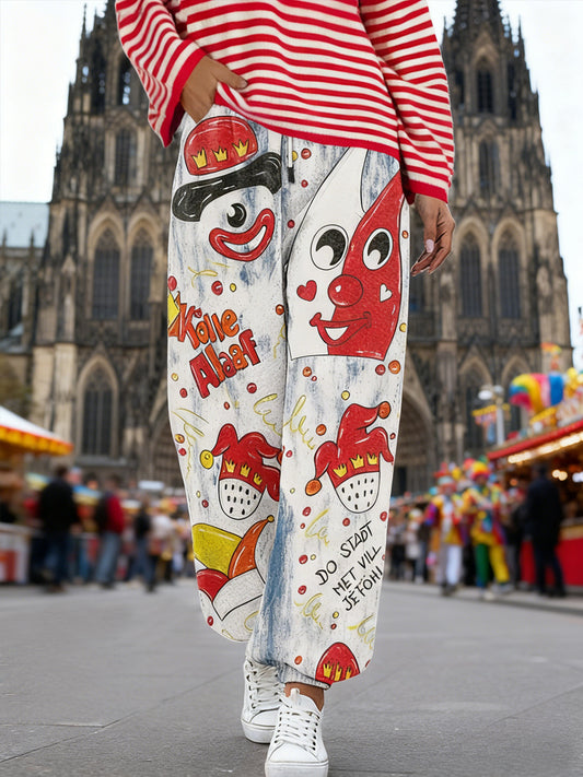 Damen Kölle Alaaf Kölner Karneval bedruckte Freizeit hose