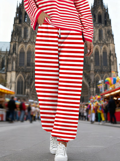 Damen Kölner Karnevals streifen bedruckte Freizeit hosen