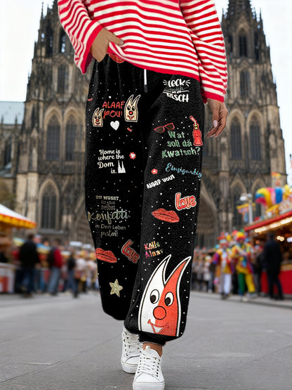 Damen Kölle Alaaf Kölner Karneval bedruckte Freizeit hose