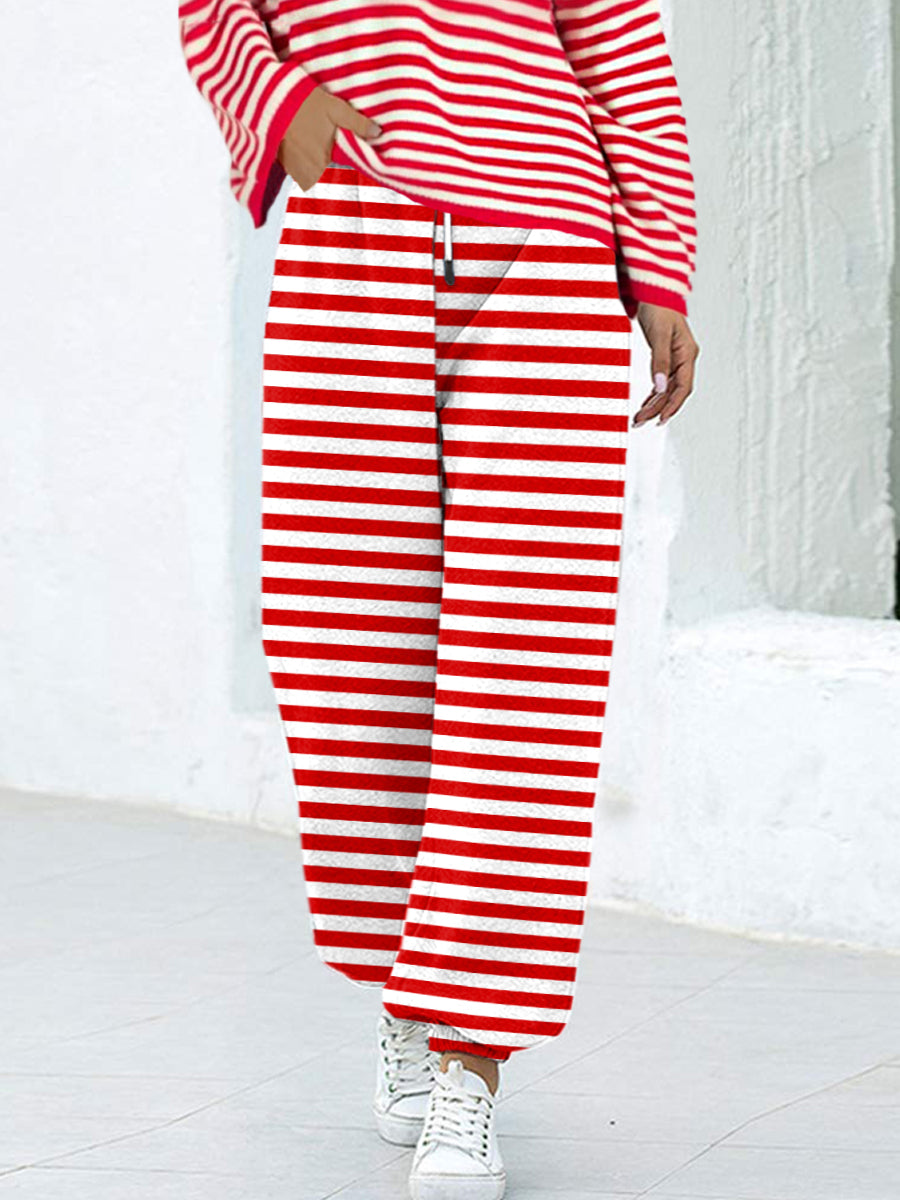 Damen Kölner Karnevals streifen bedruckte Freizeit hosen