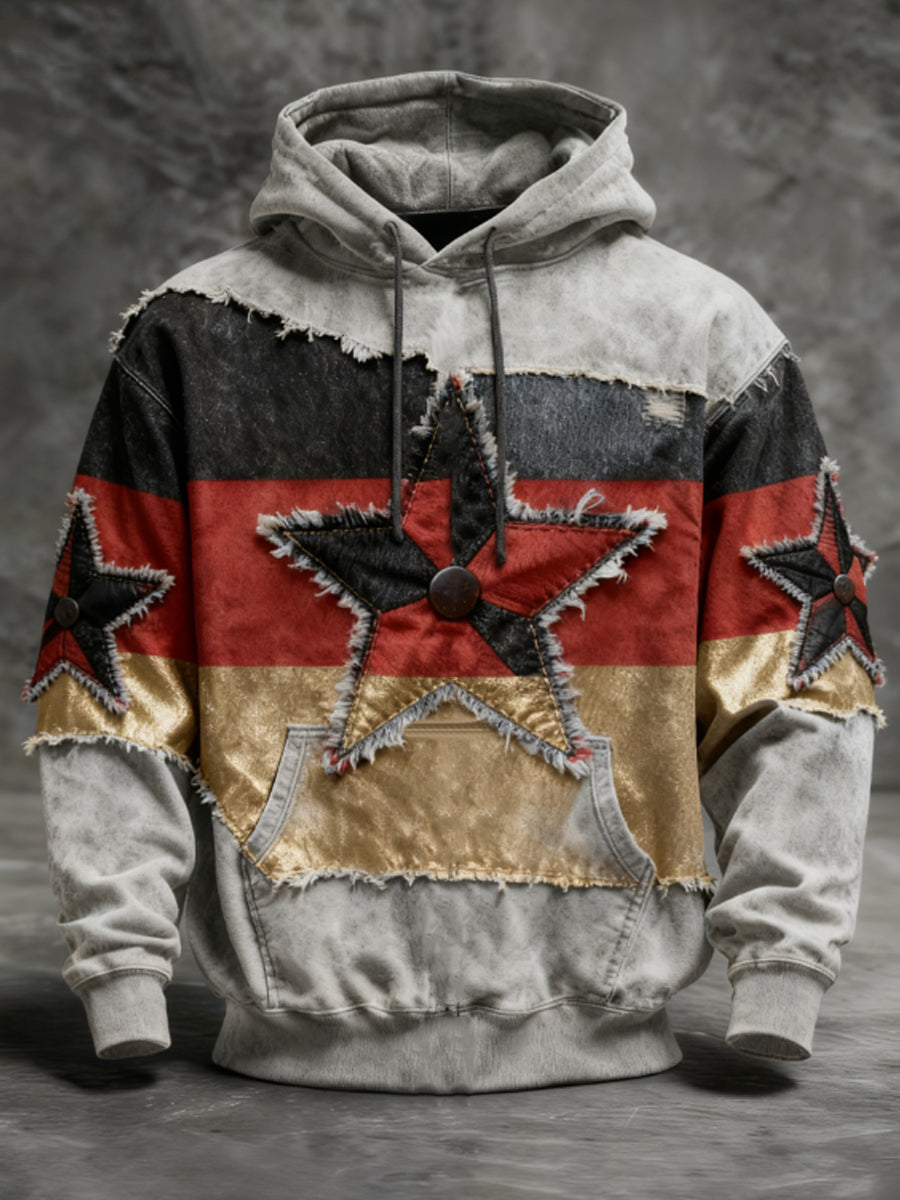 Farbblock-Hoodie mit Star-Patch für Männer in Deutschland