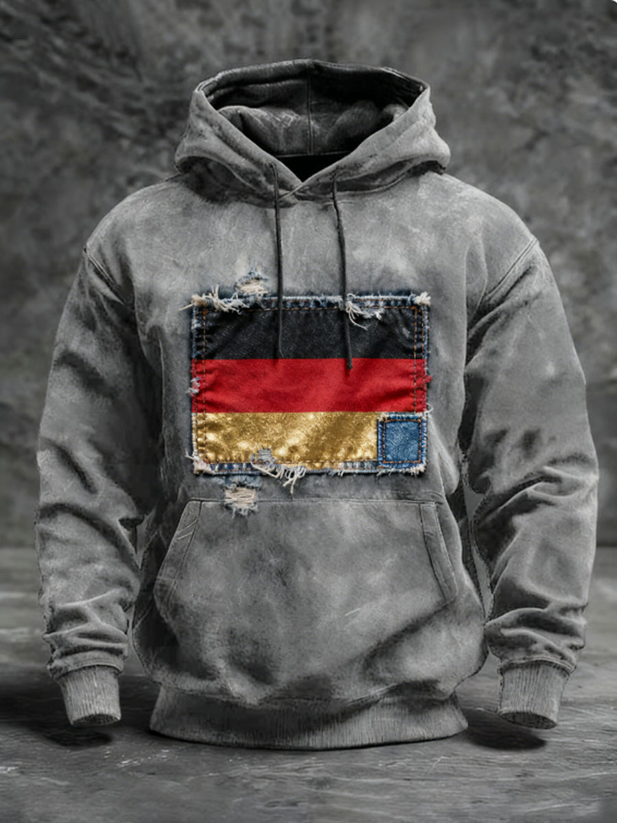 Herren Gold-Akzent Deutschland Flagge Distressed Hoodie