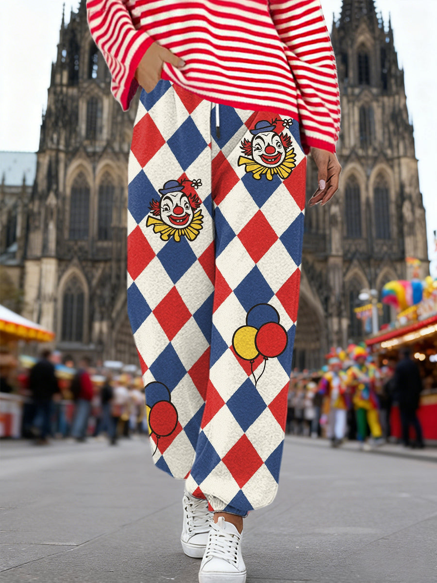 Frauen Kölner Karneval Clown Print Freizeit hosen
