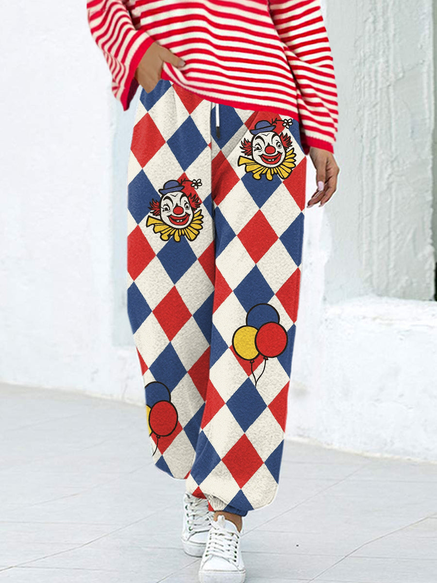 Frauen Kölner Karneval Clown Print Freizeit hosen