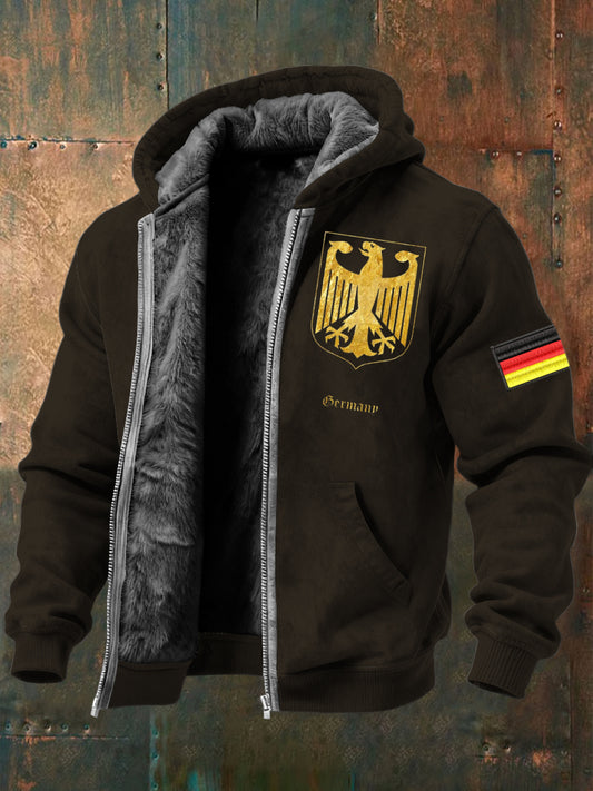 Herren Elegante Gold Deutschland Adler Emblem Print Kapuzen jacke