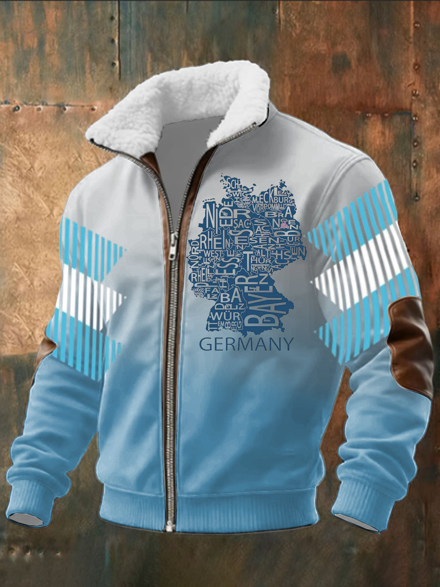 Herren Stilvolle Deutschland Karte Text Print Jacke