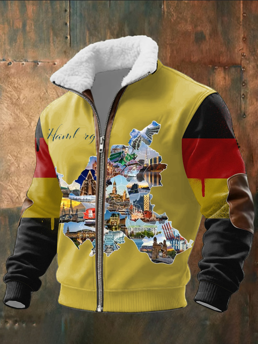 Herren bunte Hamburg Collage Deutschland Print Jacke