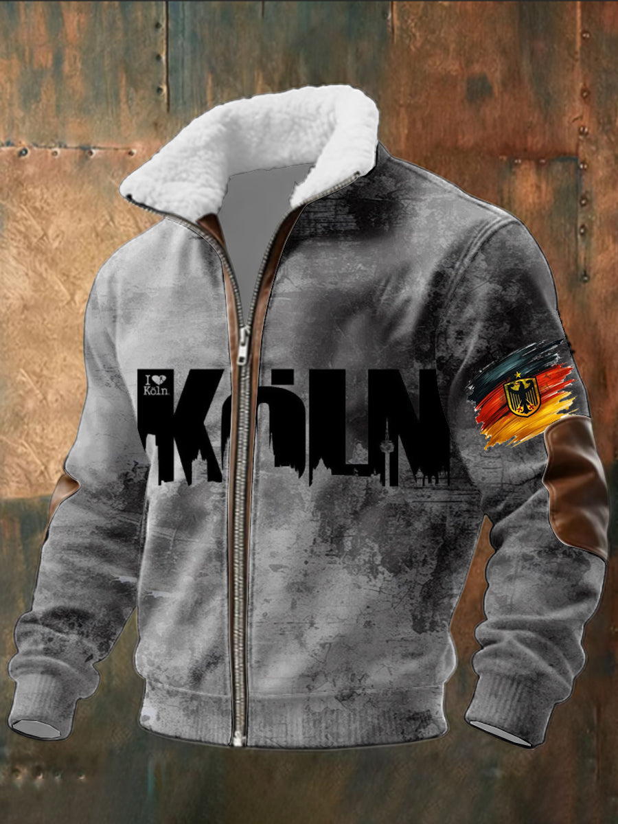 Herren Edgy Cologne Skyline Deutschland Print Jacke