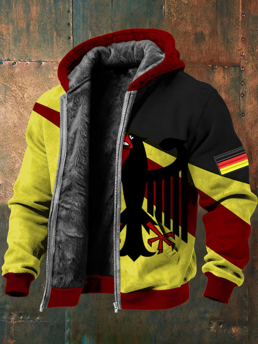 Herren streikende Deutschland Adler Flagge Print Sherpa Ausgekleidet Jacke
