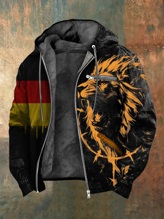 Sherpa Gelierte Jacke für Herren mutige Deutschland-Flagge und Löwen druck