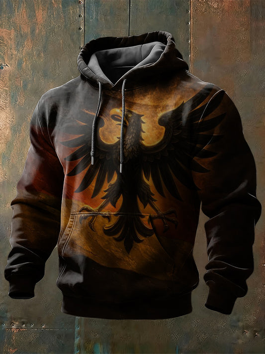 Herren Dramatischer Vintage Adler Print Hoodie