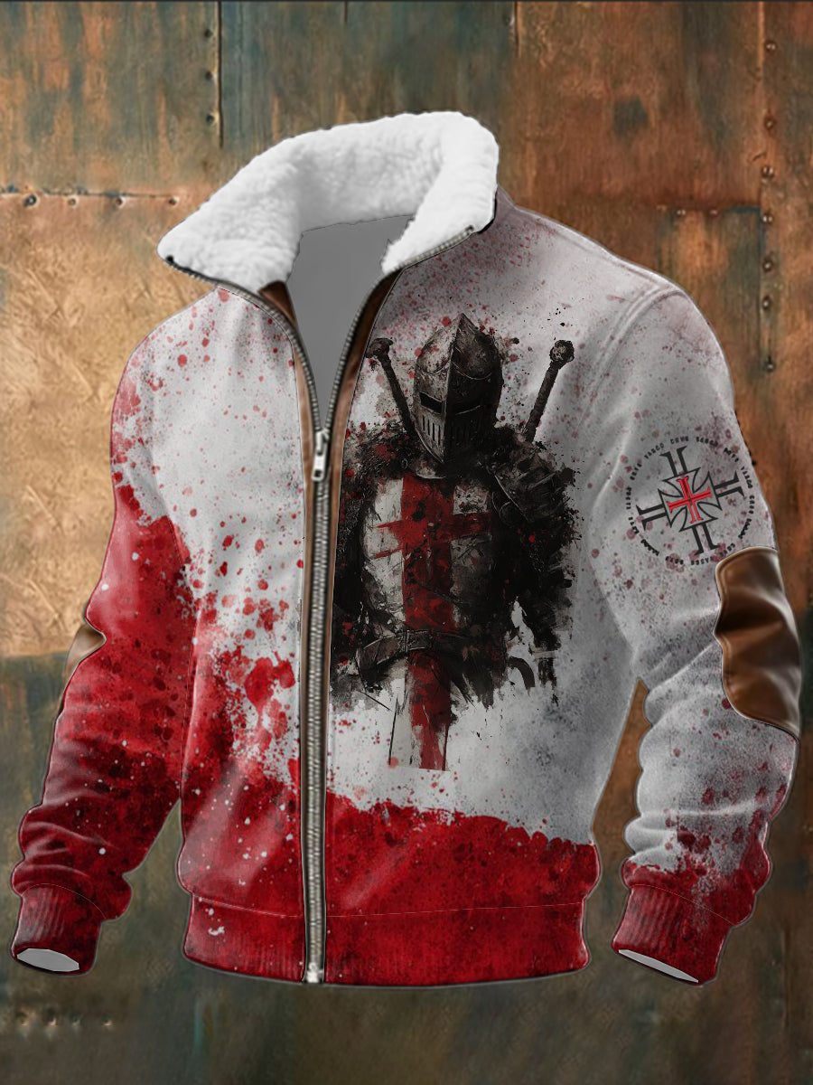 Herren Deutsches Eisernes Kreuz und Soldat Silhouette rote Tinte Splash Hoodie