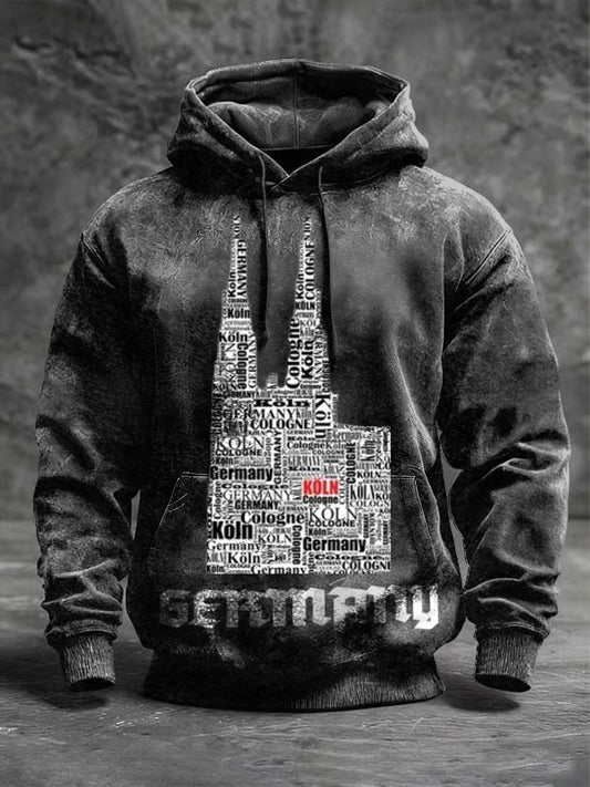 Herren Retro Text Collage Köln Deutschland Print Hoodie