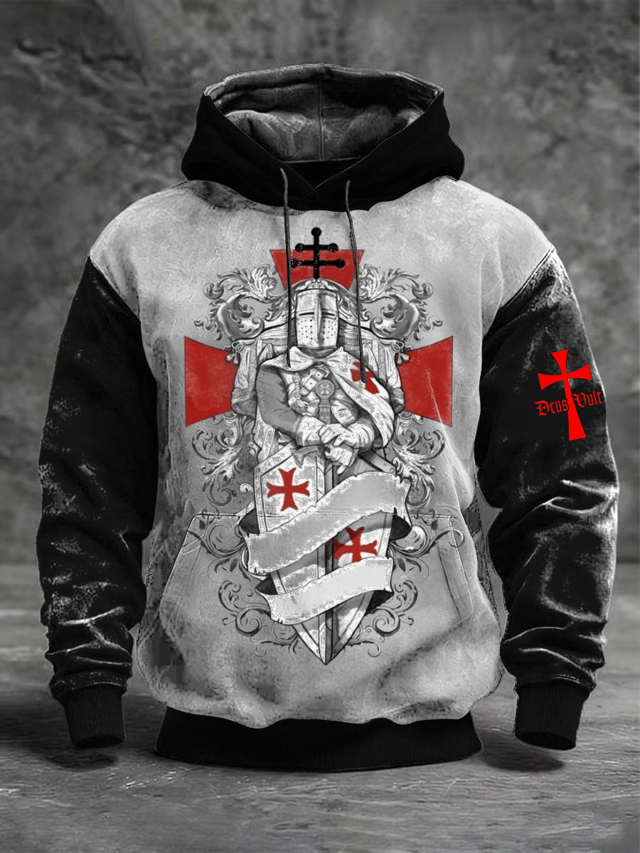 Männer Eisernes Kreuz Legion Glaube Schwarz-Weiß Farbe-Block Hoodie