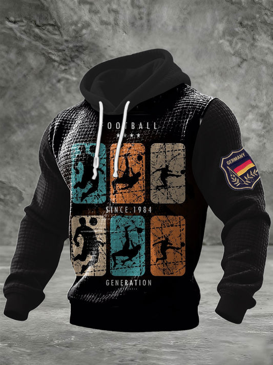 Herren Retro Deutschland Fußball Silhouette Print Hoodie