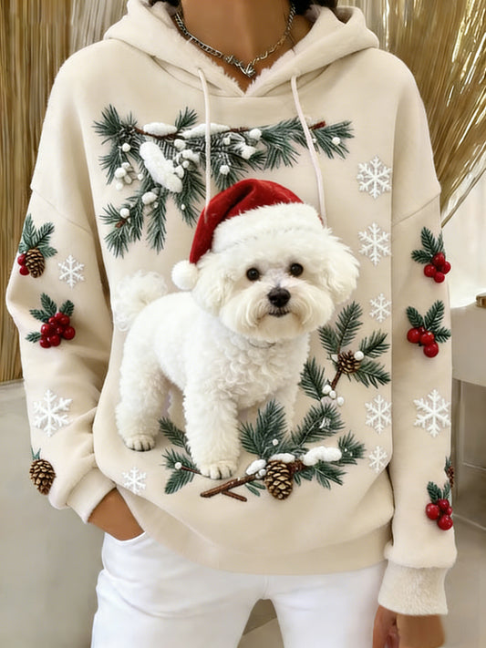 Damen Retro Tier Kunst Print Komfortables Flanell Kapuzen Sweatshirt