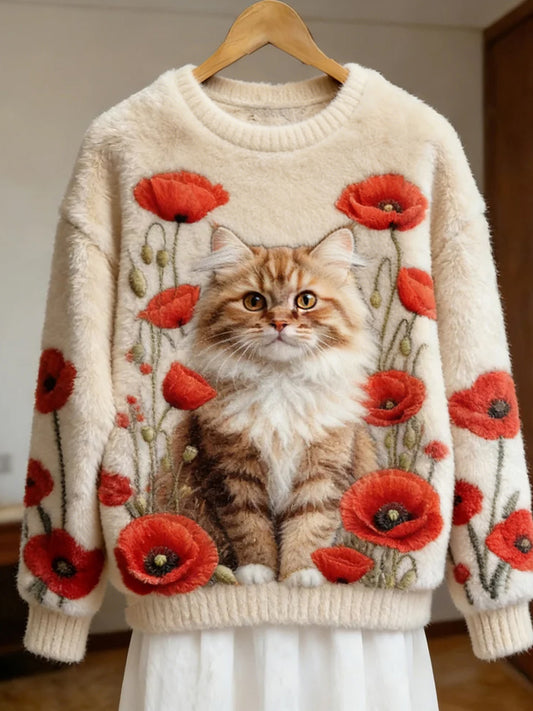 Damen Retro Tier kunst druck Komfortables Flanell oberteil