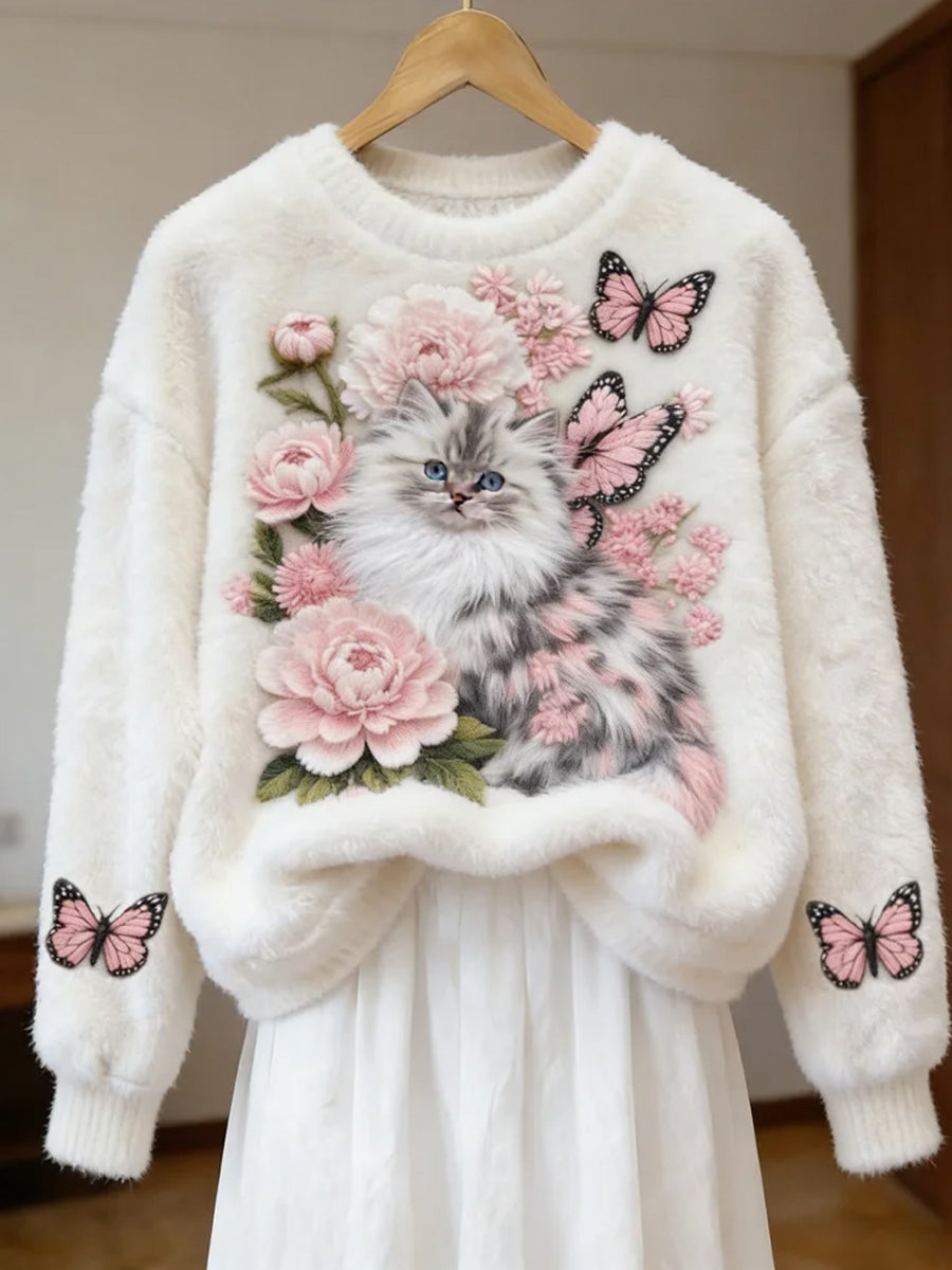 Damen Retro Tier kunst druck Komfortables Flanell oberteil