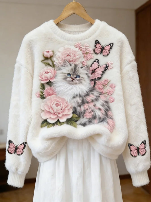 Damen Retro Tier kunst druck Komfortables Flanell oberteil