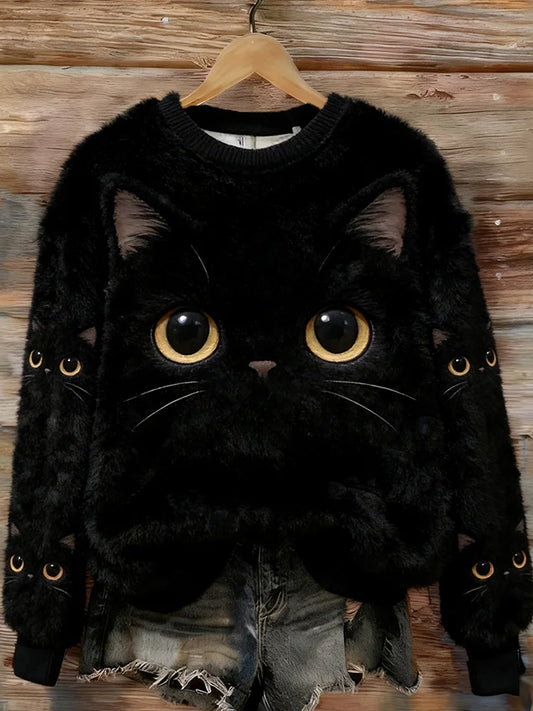 Damen Retro Tier kunst druck Komfortables Flanell oberteil