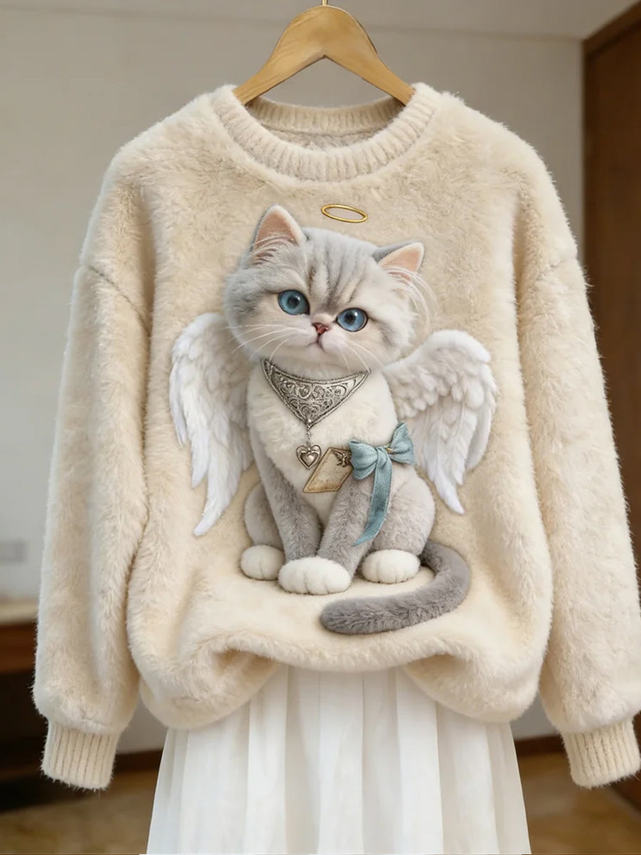 Damen Retro Tier kunst druck Komfortables Flanell oberteil