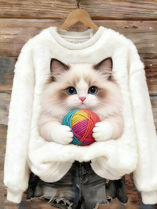 Damen Retro Tier kunst druck Komfortables Flanell oberteil